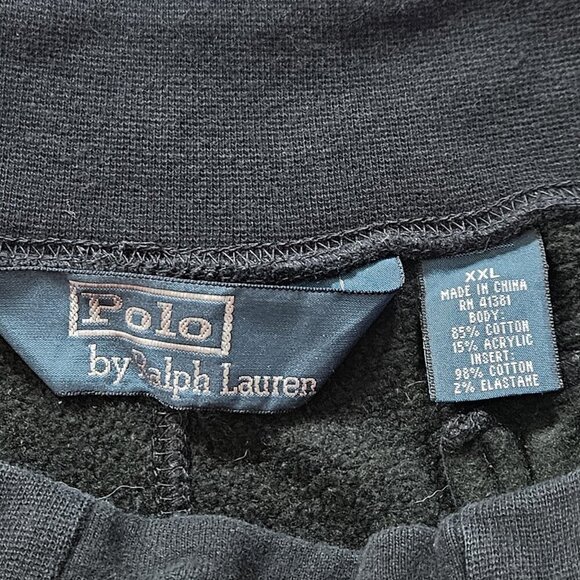 Polo Ralph Lauren Sweatpants Women XXL Black White Zip Hems Pockets Fleece Lined - Picture 3 of 16